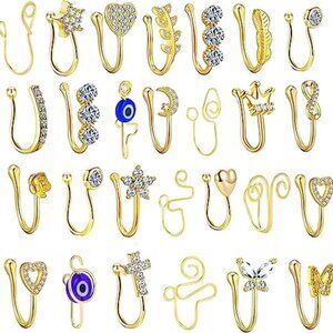 2 pair Fake Septum Fake Nose Ring Hoop For Women